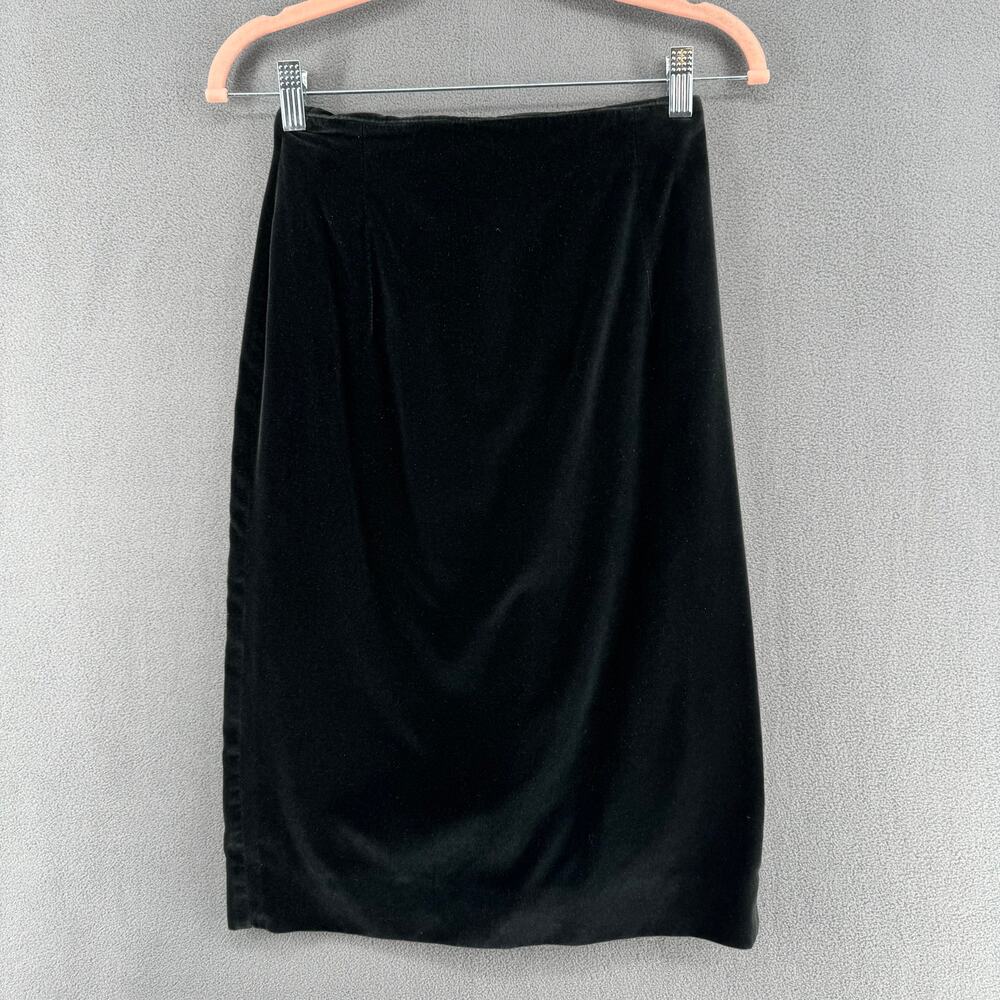 Vintage‎ Velvet Anne Klein II Pencil Skirt Womens 4 Black Made in USA Office